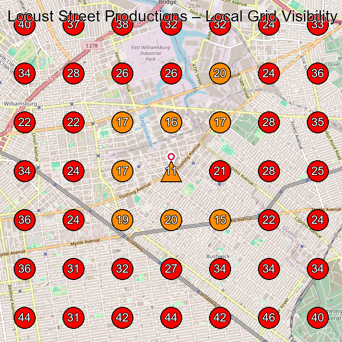 Locust Street Productions GeoGrid visibility map for Art Studio in Brooklyn